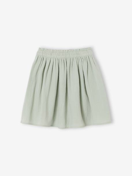 Jupe fille en gaze de coton beige+bleu grisé+rose+vert sauge+vieux rose+violet 14 - vertbaudet enfant 