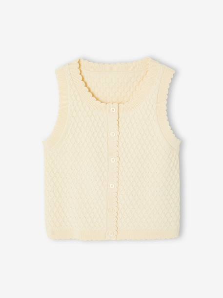 Gilet fille sans manches en maille vanille 4 - vertbaudet enfant 