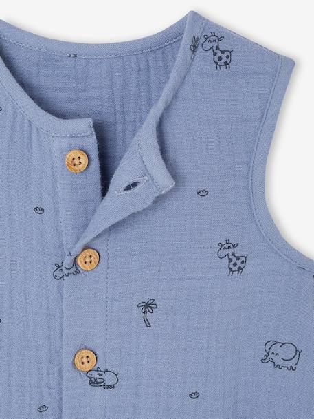 Combinaison en gaze de coton naissance bleu+écru+vert sauge 3 - vertbaudet enfant 