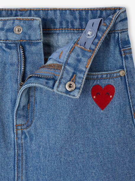 Jupe fille en jean avec broderie bleu moyen 3 - vertbaudet enfant 