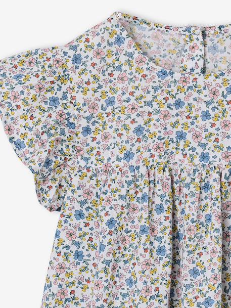 Blouse fille imprimée manches courtes à volants blanc imprimé+carreaux rouge 3 - vertbaudet enfant 