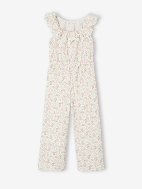Combinaison pantalon fille à fleurs rose pâle 2 - vertbaudet enfant 