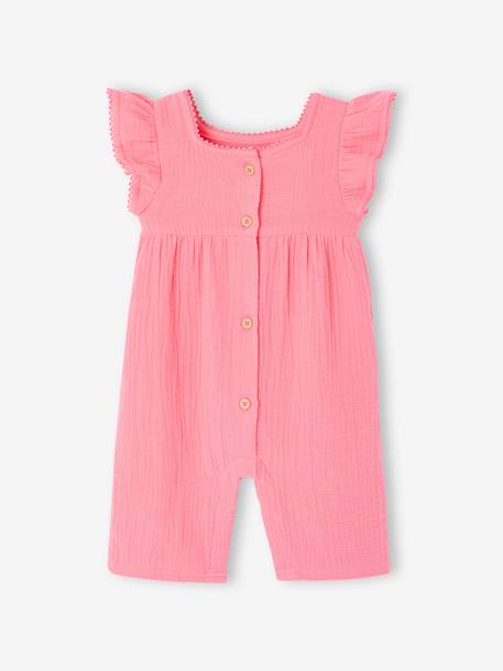 Combinaison bébé fille en gaze de coton rose 4 - vertbaudet enfant 