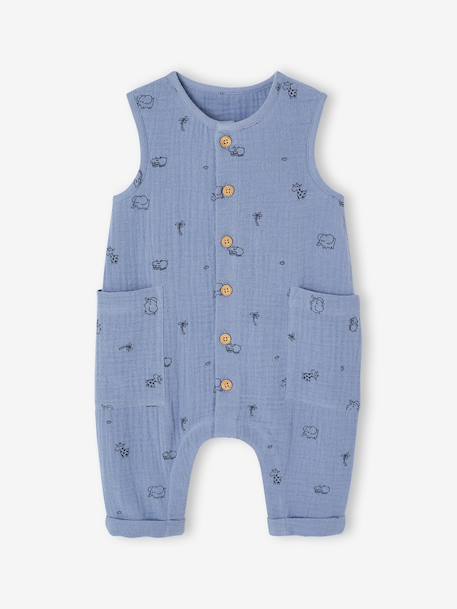 Combinaison en gaze de coton naissance bleu+écru+vert sauge 1 - vertbaudet enfant 