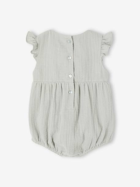 Barboteuse bébé fille en gaze de coton vert sauge 3 - vertbaudet enfant 