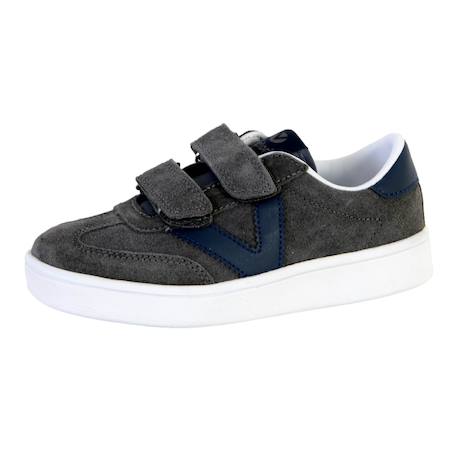 Baskets basses  à scratch  velours Gris 2 - vertbaudet enfant 