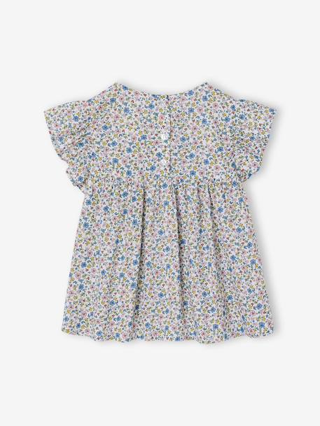 Blouse fille imprimée manches courtes à volants blanc imprimé+carreaux rouge 2 - vertbaudet enfant 