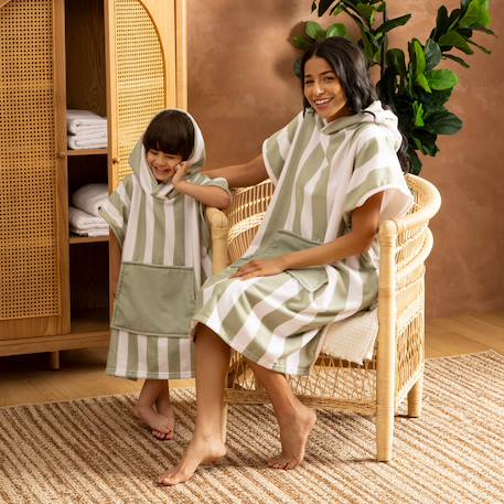 Poncho 'wili' rose 55x70cm Rose+Vert 6 - vertbaudet enfant 