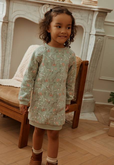 Robe enfant en molleton lison Vert 1 - vertbaudet enfant 