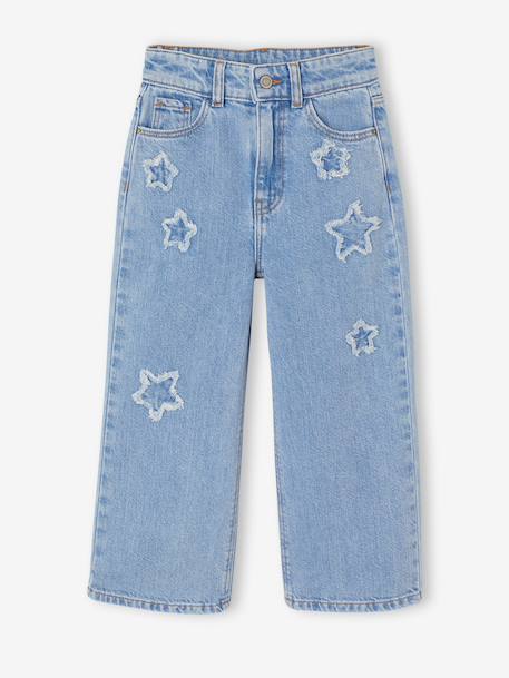 Jean large fille étoiles bleu clair 3 - vertbaudet enfant 