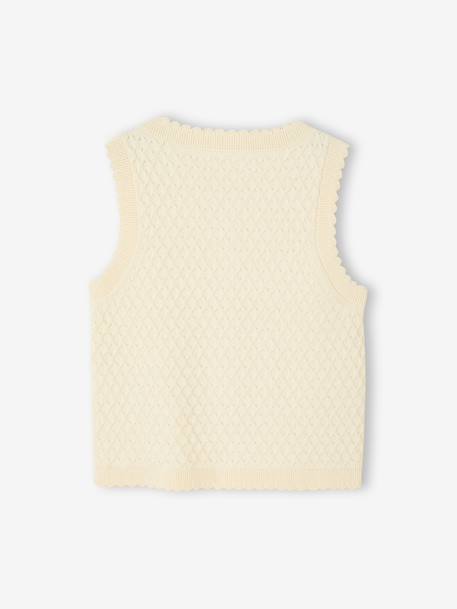 Gilet fille sans manches en maille vanille 2 - vertbaudet enfant 