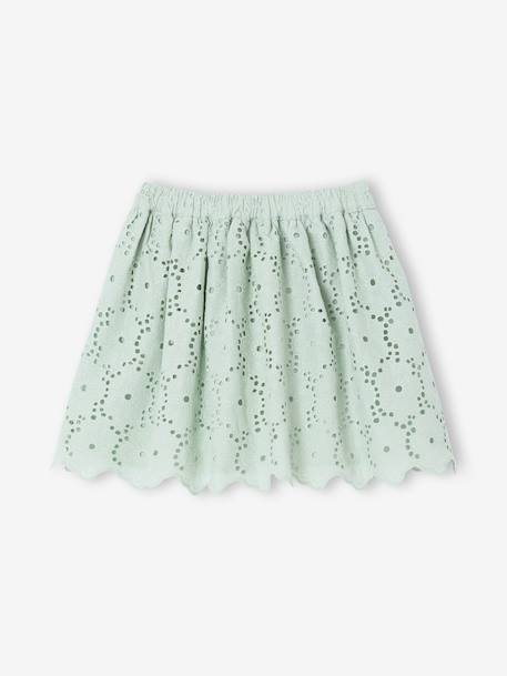 Jupe fille en broderie anglaise vert sauge 2 - vertbaudet enfant 