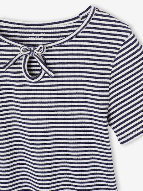 T shirt fille noeud fantaisie jaune+rayé bleu 10 - vertbaudet enfant 