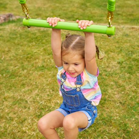 Balançoire trapèze pour portique  métal h190-250cm Marron - vert 5 - vertbaudet enfant 