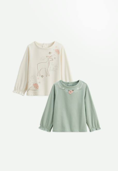 Lot de 2 t-shirts enfant manches longues lison Vert 1 - vertbaudet enfant 
