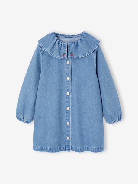 Fille-Robe fille en denim col volanté