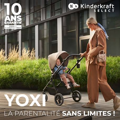 Poussette 2 en 1 Kinderkraft YOXI avec Roues Anti-Crevaison, Dossier Réglable, Nacelle Confortable et UPF50+ Beige+Gris+Noir+Vert 2 - vertbaudet enfant 