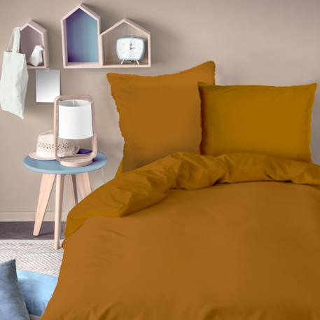 Housse de couette unie en coton, coton lavé Blanc+Bleu glacier+Bleu nuit+Caramel+Lichen+Lin+Miel+Nude+Terre cuite 16 - vertbaudet enfant 