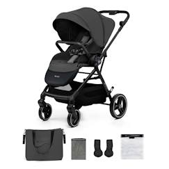 Puériculture-Poussette-Poussette Kinderkraft YOXI réversible face ou dos route, pliage avec siège, roues increvables et accessoires inclus