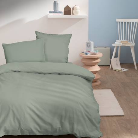 Housse de couette unie en coton, coton lavé Blanc+Bleu glacier+Bleu nuit+Caramel+Lichen+Lin+Miel+Nude+Terre cuite 21 - vertbaudet enfant 