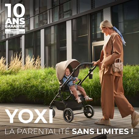 Poussette 2 en 1 Kinderkraft YOXI avec Roues Anti-Crevaison, Dossier Réglable, Nacelle Confortable et UPF50+ Beige+Gris+Noir+Vert 14 - vertbaudet enfant 