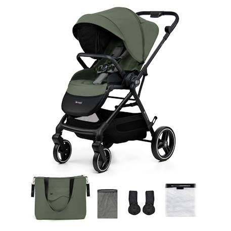 Poussette 2 en 1 Kinderkraft YOXI avec Roues Anti-Crevaison, Dossier Réglable, Nacelle Confortable et UPF50+ Beige+Gris+Noir+Vert 19 - vertbaudet enfant 