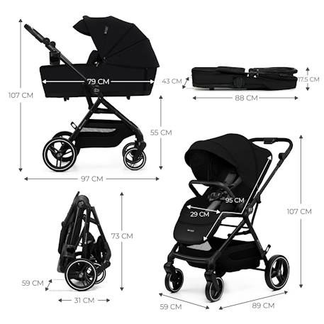 Poussette 3 en 1 Kinderkraft YOXI avec Nacelle Transformable, Siège Réversible, MINK PRO i-Size et Roues Increvables Beige+Noir 12 - vertbaudet enfant 