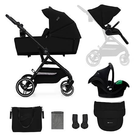 Poussette 3 en 1 Kinderkraft YOXI avec Nacelle Transformable, Siège Réversible, MINK PRO i-Size et Roues Increvables Beige+Noir 7 - vertbaudet enfant 