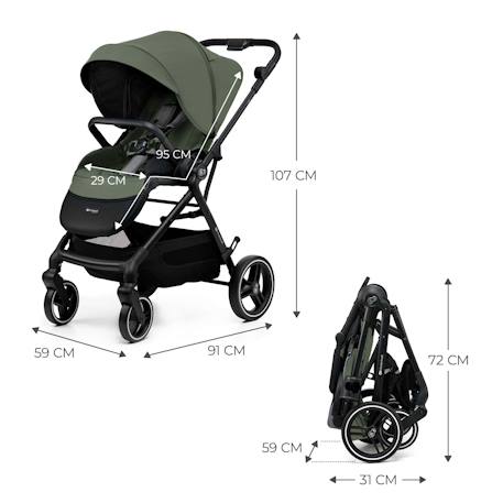 Poussette 2 en 1 Kinderkraft YOXI avec Roues Anti-Crevaison, Dossier Réglable, Nacelle Confortable et UPF50+ Beige+Gris+Noir+Vert 24 - vertbaudet enfant 