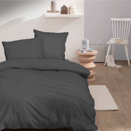Housse de couette unie en coton, coton lavé Anthracite+Bleu glacier+Bleu nuit+Caramel+Lichen+Lin+Miel+Nude+Terre cuite 1 - vertbaudet enfant 