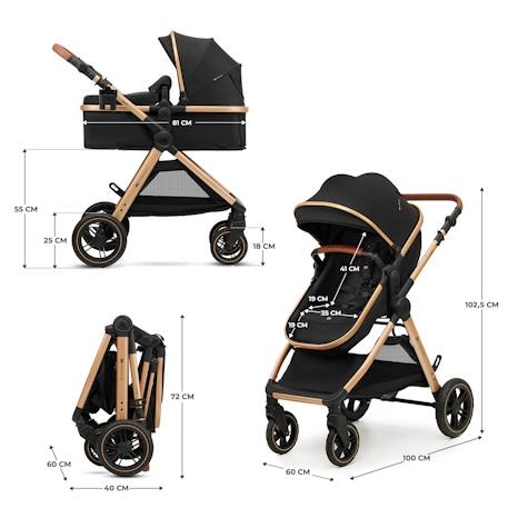 Poussette ESME PRO 3 en 1 avec Siège Auto MINK PRO i-Size, Travel System, Pliage Compact et Roues TPE Amorties Beige+Gris+Noir 18 - vertbaudet enfant 