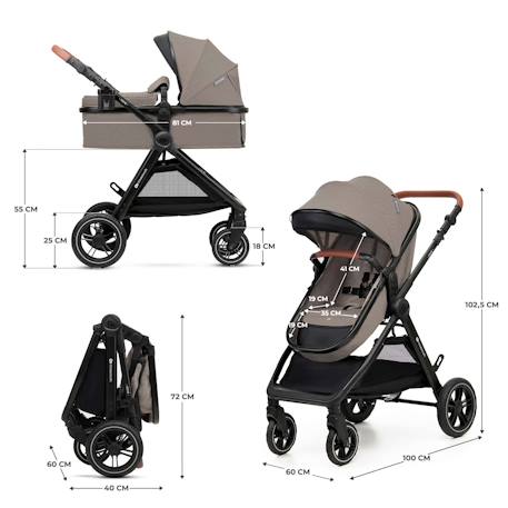 Poussette ESME PRO 3 en 1 avec Siège Auto MINK PRO i-Size, Travel System, Pliage Compact et Roues TPE Amorties Beige+Gris+Noir 6 - vertbaudet enfant 