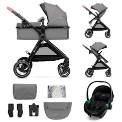Puériculture-Poussette-Poussette Kinderkraft ESME 3 en 1 avec Siège Auto MINK PRO i-Size, Travel System, Pliage Compact et Roues TPE Amorties
