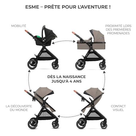 Poussette multifonctionnelle 3 en 1 esme Beige+Gris+Noir 4 - vertbaudet enfant 