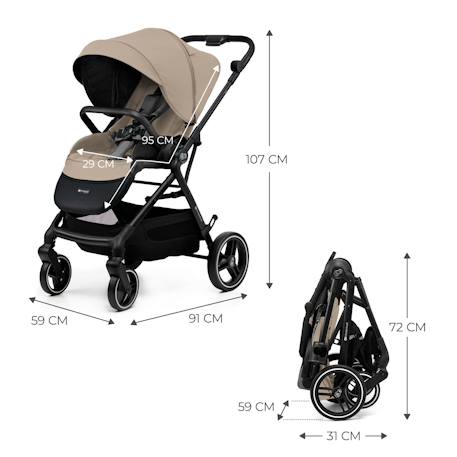 Poussette 2 en 1 Kinderkraft YOXI avec Roues Anti-Crevaison, Dossier Réglable, Nacelle Confortable et UPF50+ Beige+Gris+Noir+Vert 6 - vertbaudet enfant 