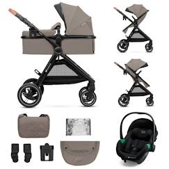 Puériculture-Poussette-Poussette Kinderkraft ESME 3 en 1 avec Siège Auto MINK PRO i-Size, Travel System, Pliage Compact et Roues TPE Amorties