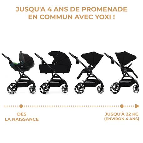 Poussette 3 en 1 Kinderkraft YOXI avec Nacelle Transformable, Siège Réversible, MINK PRO i-Size et Roues Increvables Beige+Noir 10 - vertbaudet enfant 