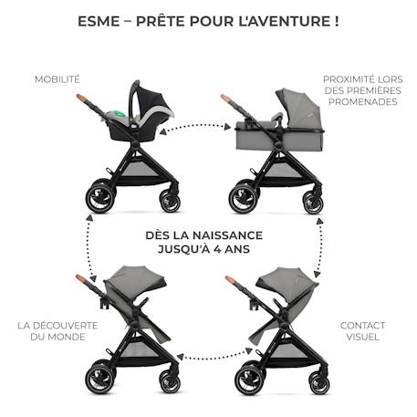 Poussette multifonctionnelle 3 en 1 esme Gris+Noir 4 - vertbaudet enfant 