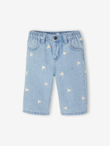Jean large bébé fille petits coeurs brodés double stone+stone 1 - vertbaudet enfant 