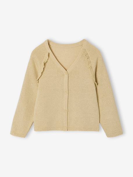 Gilet fille à volants cérémonie beige doré+écru+rose pâle+vert 1 - vertbaudet enfant 