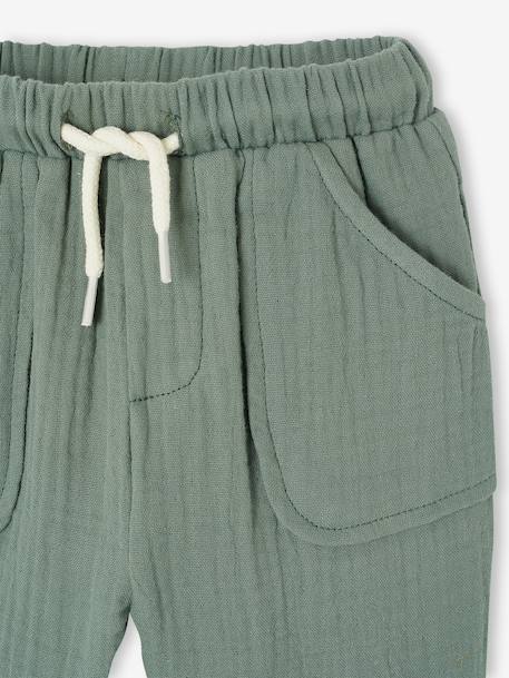 Pantalon en gaze coton bébé bleu grisé+vert sapin 6 - vertbaudet enfant 