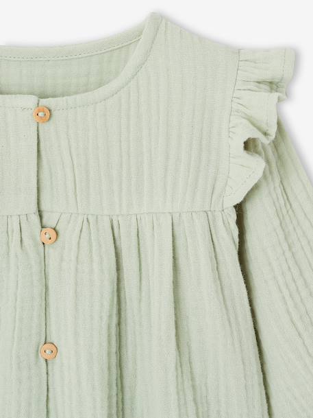 Blouse bébé gaze de coton à volants écru+vert amande+vieux rose 7 - vertbaudet enfant 