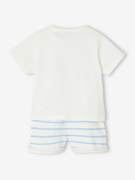 Ensemble bébé t-shirt et short Snoopy rayé bleu 4 - vertbaudet enfant 