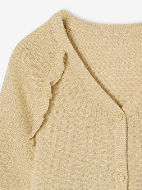Gilet fille à volants cérémonie beige doré+écru+rose pâle+vert 3 - vertbaudet enfant 