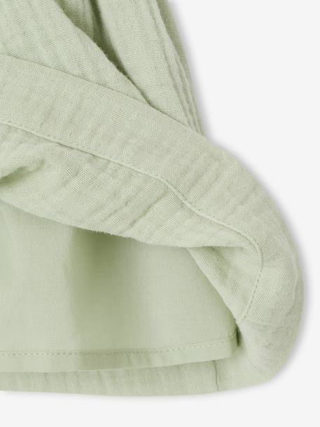 Robe bébé en gaze de coton bretelles à volants vert d'eau+vieux rose 4 - vertbaudet enfant 