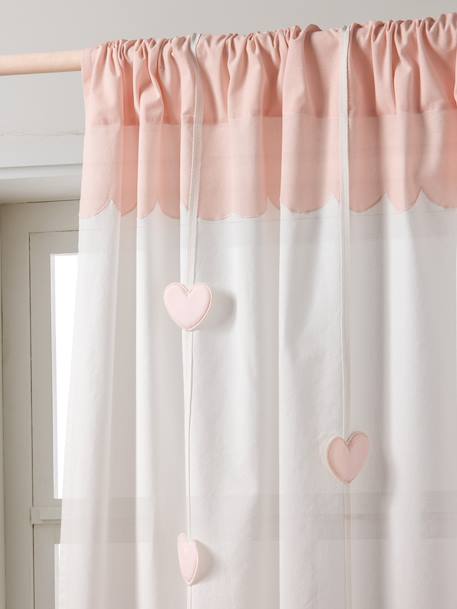 Rideau tamisant guirlande coeurs rose pâle 3 - vertbaudet enfant 