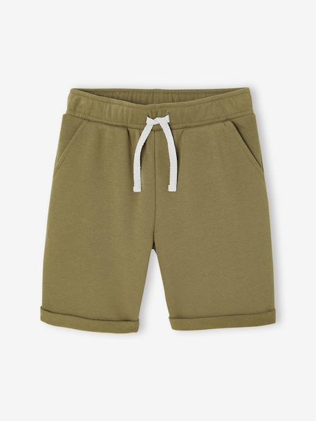 Bermuda garçon en molleton bleu chambray+kaki+marine grisé+noix de pécan 4 - vertbaudet enfant 