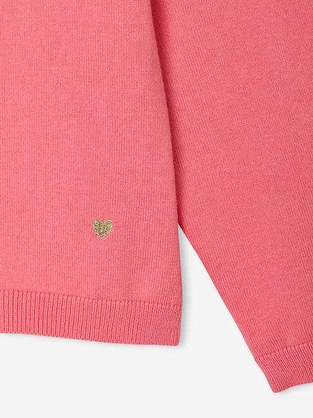 Gilet fille maille fine BASICS anthracite+beige chiné+bleu grisé+bois de rose+jaune+marine+rose bonbon+vanille+vert émeraude 26 - vertbaudet enfant 