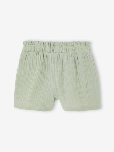 Short fille taille en gaze de coton beige+bleu pâle+rose+vert sauge 14 - vertbaudet enfant 