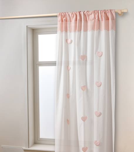 Rideau tamisant guirlande coeurs rose pâle 1 - vertbaudet enfant 